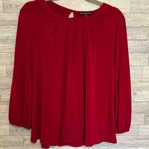 Adrianna Papell Berry Red‎ Medium Top Pleated Front Blouse Womens Holiday Chic